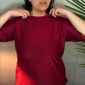 3X Burgundy Activewear Swim Top